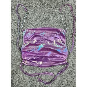 Shiny Bustier Crop Tube Top Cutout Cami Tank Womens Size Large Purple